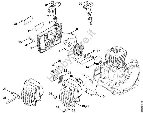 Dispositivo avviamento, silenziatore Decespugliatori (FS) FS 420 della marca STIHL