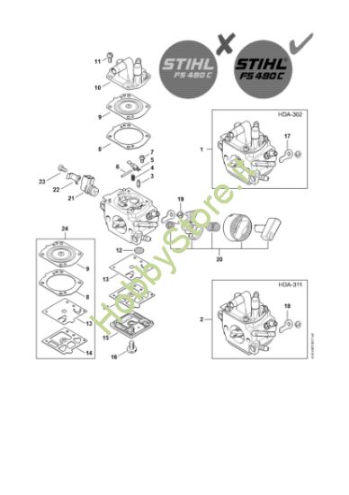 Picture of Carburatore HDA-302, HDA-311 FS 490 C-EM L