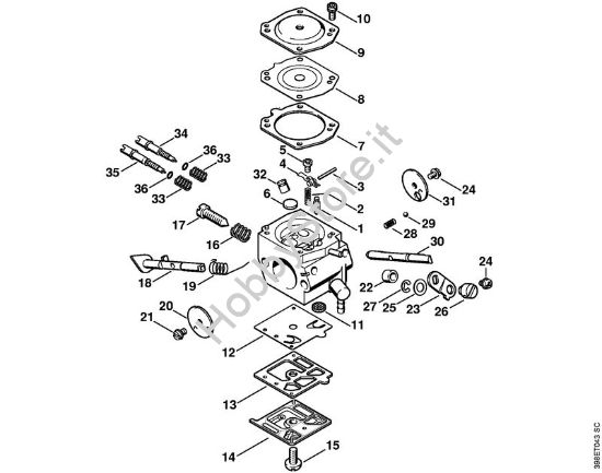 Carburatore HD-23    1 57 307 792 (29.2002) Decespugliatori (FS) FS 550 della marca STIHL