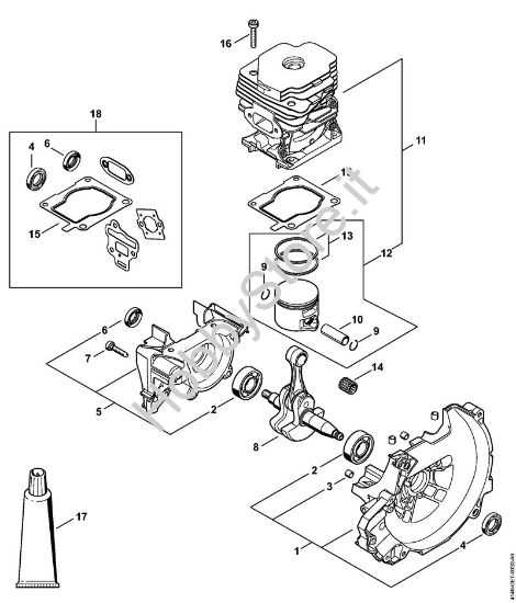 Carter albero a gomito, cilindro Decespugliatori (FS) FS 560 C-EM della marca STIHL