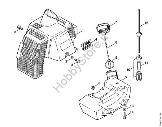 Cappottatura, serbatoio carburante Decespugliatrici (FS) FS 108 della marca STIHL