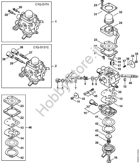Carburatore C1Q-S174, C1Q-S131 Decespugliatrici (FS) FS 110 RX-Z della marca STIHL