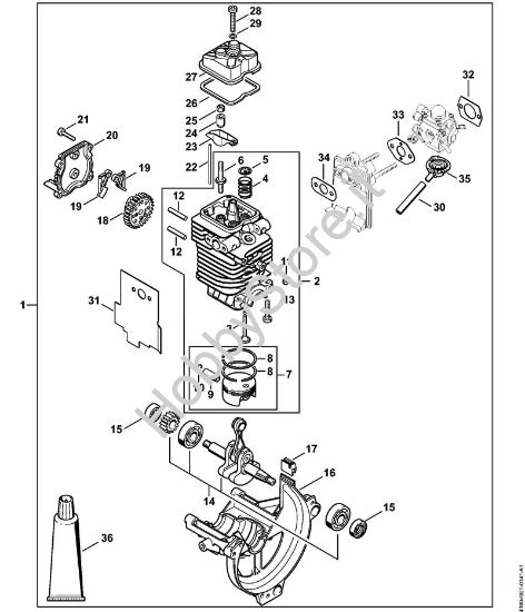 Gruppo propulsore diam. 40 mm Decespugliatrici (FS) FS 110 RX-Z della marca STIHL