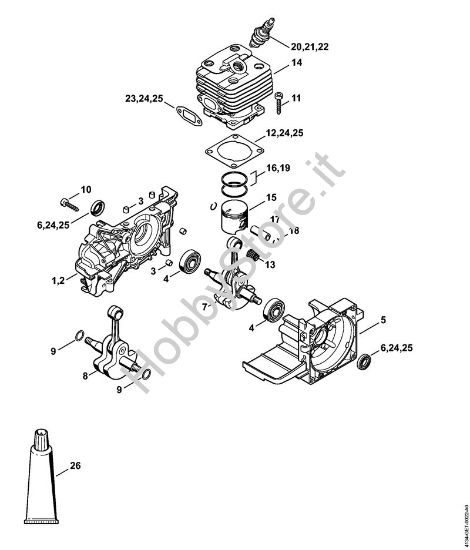 Carter albero a gomito, cilindro FS 120, 120 R Decespugliatrici (FS) FS 120 della marca STIHL