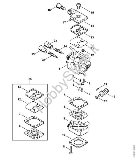 Carburatore 2-MIX 4134/28 Decespugliatrici (FS) FS 120 2-MIX della marca STIHL