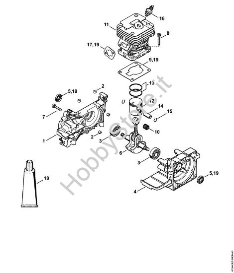 Carter albero a gomito, cilindro FS 120 2-MIX Decespugliatrici (FS) FS 120 2-MIX della marca STIHL