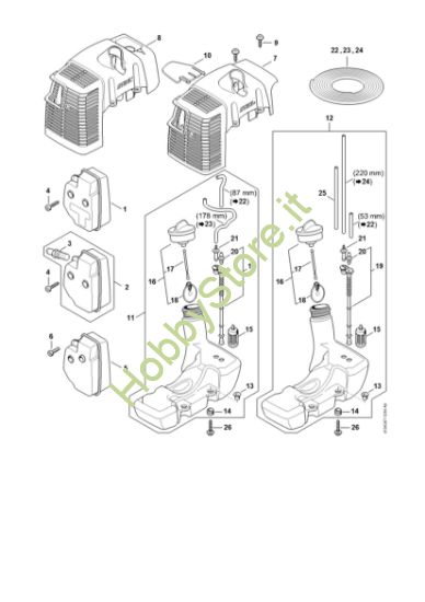 Picture of Silenziatore, cappottatura, Serbatoio carburante FS 120 2-MIX