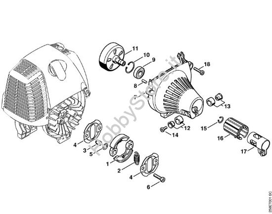 Frizione, carenatura ventola Decespugliatrici (FS) FS 130 della marca STIHL