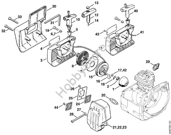 Dispositivo avviamento, silenziatore Decespugliatrici (FS) FS 220 della marca STIHL