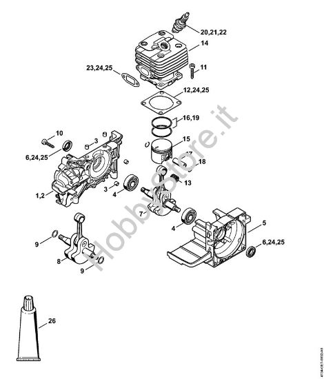 Carter albero a gomito, cilindro FS 250, 250 R Decespugliatrici (FS) FS 250 della marca STIHL