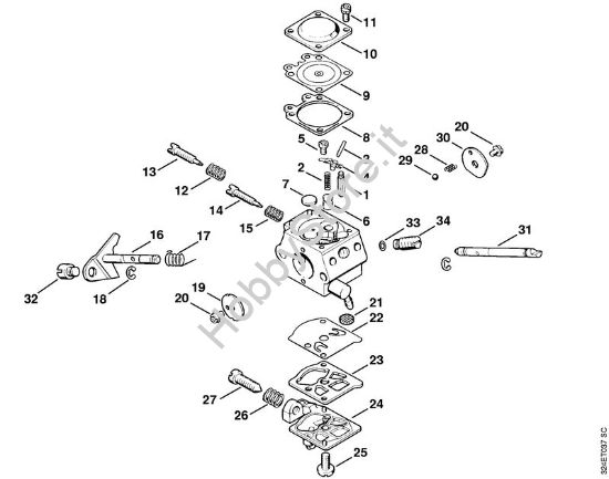 Carburatore WT-223    2 38 337 990 Decespugliatrici (FS) FS 280 della marca STIHL