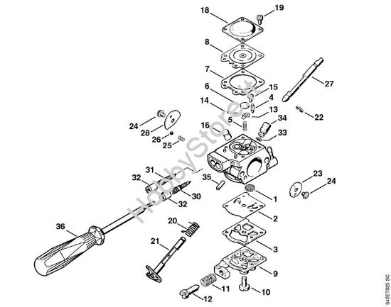 Carburatore WT-492 (USA) Decespugliatrici (FS) FS 36 R della marca STIHL