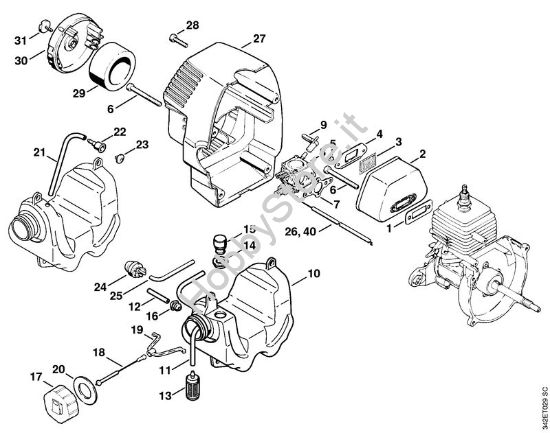 Silenziatore, cappottatura Decespugliatrici (FS) FS 40 - 4130 della marca STIHL