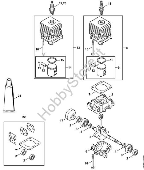 Carter albero a gomito, cilindro 2-MIX Decespugliatrici (FS) FS 55 R 2-MIX della marca STIHL