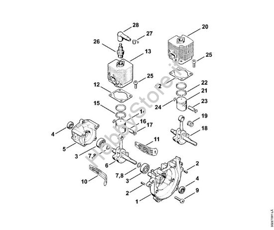 Carter albero a gomito, cilindro Decespugliatrici (FS) FS 56 (4125) della marca STIHL