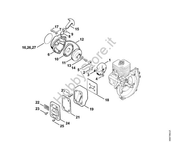 Dispositivo avviamento, silenziatore Decespugliatrici (FS) FS 56 (4125) della marca STIHL