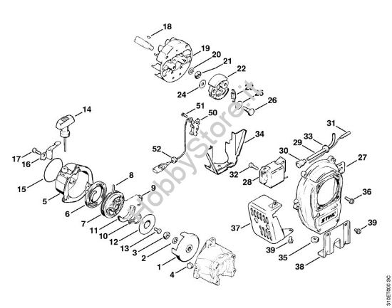 Dispositivo di avviamento Decespugliatrici (FS) FS 61 della marca STIHL