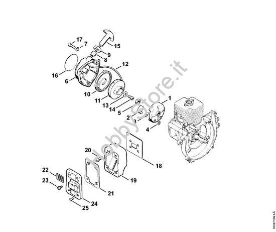 Dispositivo avviamento, silenziatore Decespugliatrici (FS) FS 62 della marca STIHL