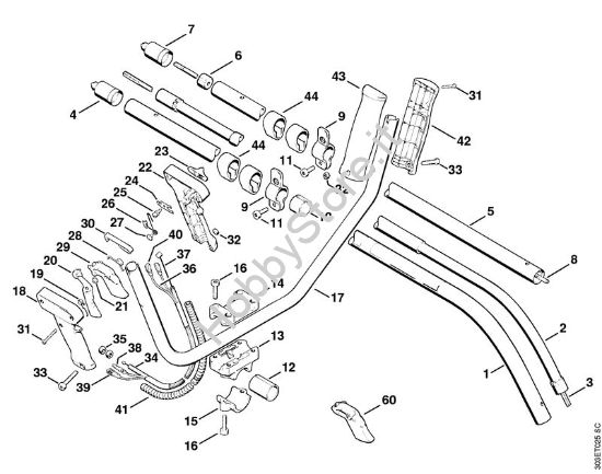Impugnatura a manubrio, stelo Decespugliatrici (FS) FS 62 della marca STIHL