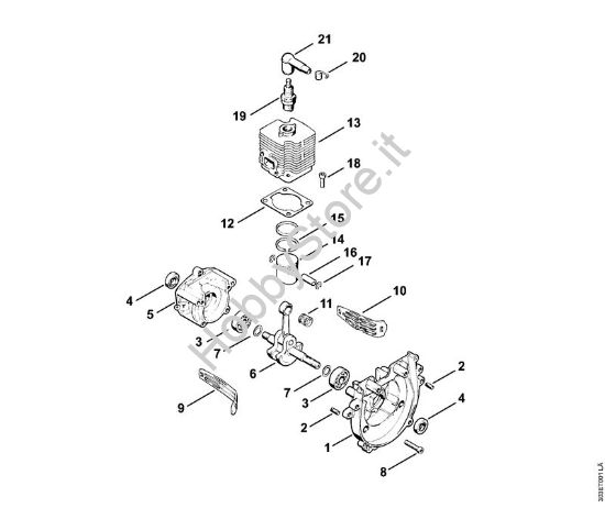 Carter albero a gomito, cilindro Decespugliatrici (FS) FS 62 R della marca STIHL