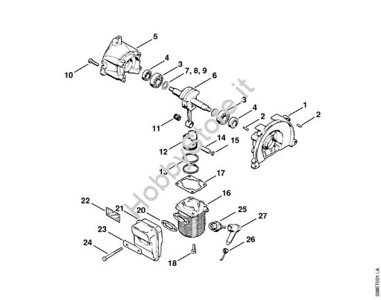 Carter albero a gomito, cilindro Decespugliatrici (FS) FS 65 AVRE della marca STIHL