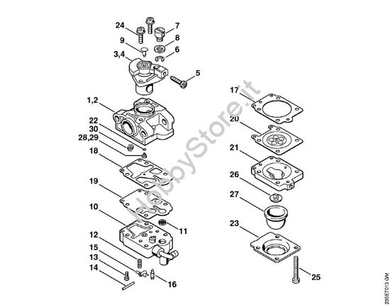 Carburatore WYL-131, WYL-135 Decespugliatrici (FS) FS 65-4 della marca STIHL