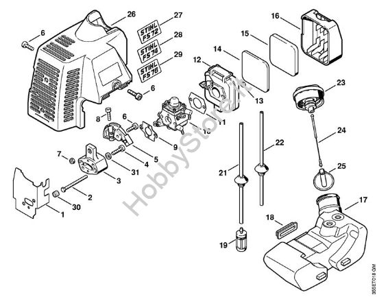 Filtro aria, serbatoio carburante Decespugliatrici (FS) FS 72 della marca STIHL