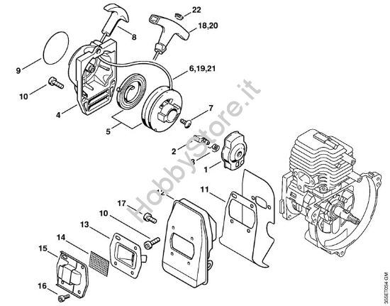 Dispositivo avviamento, silenziatore Decespugliatrici (FS) FS 74 della marca STIHL