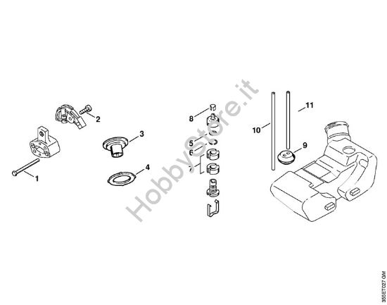 Filtro aria, serbatoio carburante (01.94), (53.92) Decespugliatrici (FS) FS 74 della marca STIHL