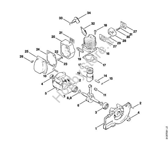 Carter albero a gomito, cilindro Decespugliatrici (FS) FS 80 AVRE della marca STIHL