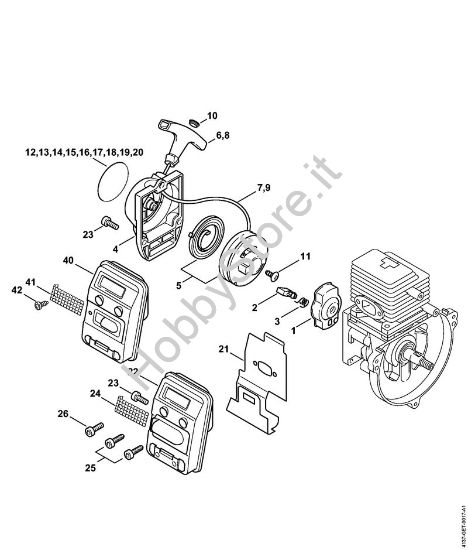 Dispositivo avviamento, silenziatore Decespugliatrici (FS) FS 85 della marca STIHL