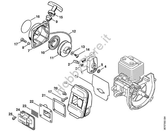 Dispositivo avviamento, silenziatore Decespugliatrici (FS) FS 88 della marca STIHL