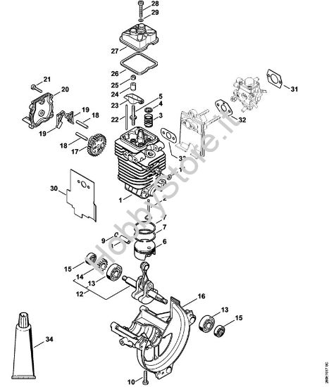 Gruppo propulsore diam. 38 mm Decespugliatrici (FS) FS 90 della marca STIHL