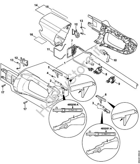 Corpo impugnatura, copertura Decespugliatrici a batteria (FSA) FSA 65 della marca STIHL
