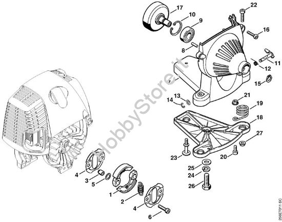 Frizione, carenatura ventola Decespugliatrici spalleggiabilli (FR) FR 130 T della marca STIHL