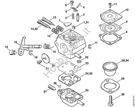 Carburatore SK8, SK8-7XA, SK10, SK10-7XA Decespugliatrici spalleggiabilli (FR) FR 135 SEA della marca STIHL