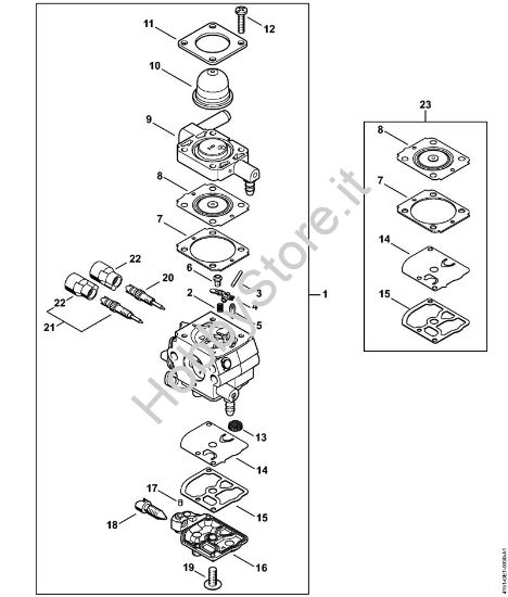 Carburatore 4151/02 Decespugliatrici spalleggiabilli (FR) FR 235 della marca STIHL