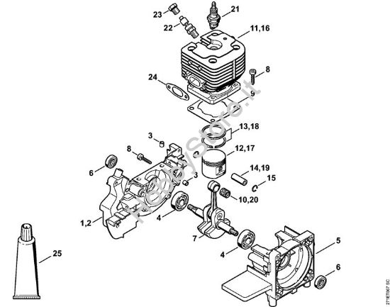 Carter alberto a gomito, Cylindro FR 450, 480 Decespugliatrici spalleggiabilli (FR) FR 450 della marca STIHL