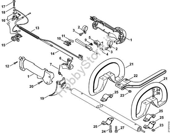 Impugnatura di comando Decespugliatrici spalleggiabilli (FR) FR 450 della marca STIHL