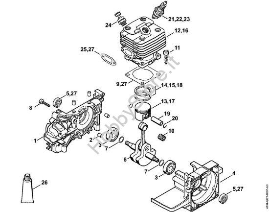 Carter alberto a gomito, Cylindro FR 350 Decespugliatrici spalleggiabilli (FR) FR 480 C-F (4128) della marca STIHL