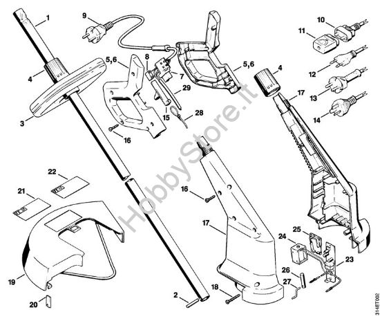 Impugnatura, corpo Trimmer elettrici (FE, FSE) FE 40 della marca STIHL