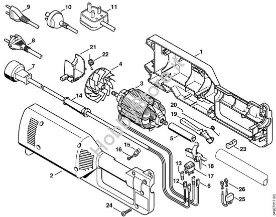 Corpo, Elettromotore Trimmer elettrici (FE, FSE) FE 55 della marca STIHL