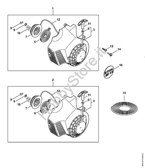 Dispositivo di avviamento (18.2002) Soffiatori (BG, BR) BG 45 della marca STIHL