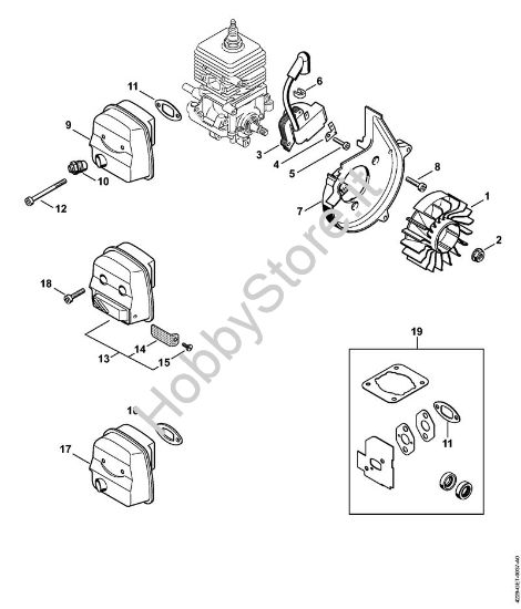 Impianto di accesione, silenziatore BG 45 Soffiatori (BG, BR) BG 45 della marca STIHL