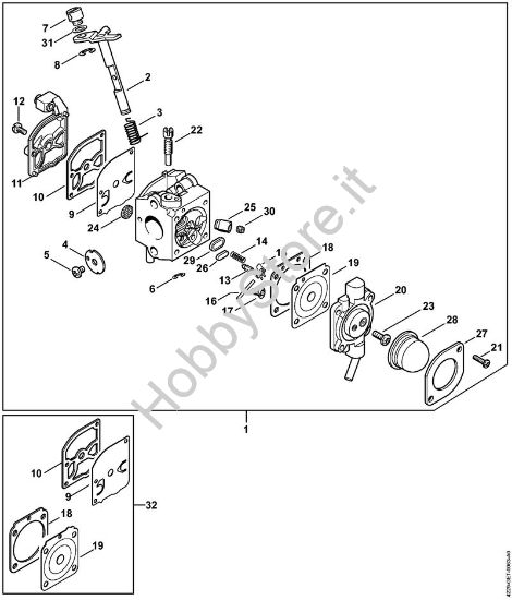 Carburatore C1Q-S50 Soffiatori (BG, BR) BG 55 della marca STIHL