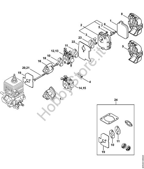Carburatore, filtro aria Soffiatori (BG, BR) BG 55 della marca STIHL