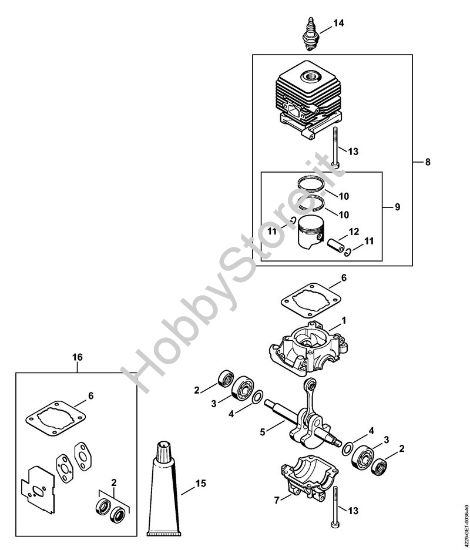 Carter albero a gomito, cilindro Soffiatori (BG, BR) BG 55 della marca STIHL