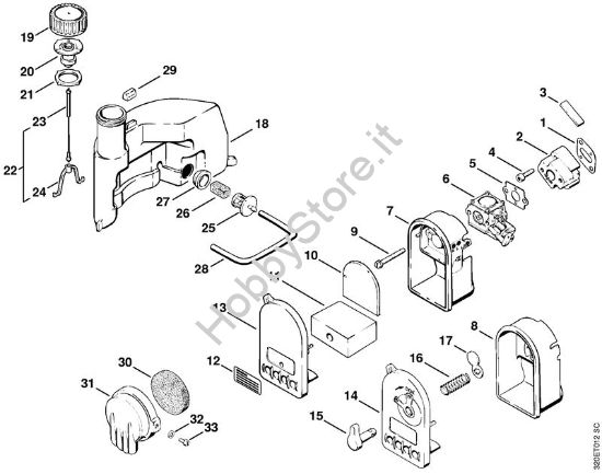 Corpo filtro, Serbatoio carburante Soffiatori (BG, BR) BG 60 della marca STIHL