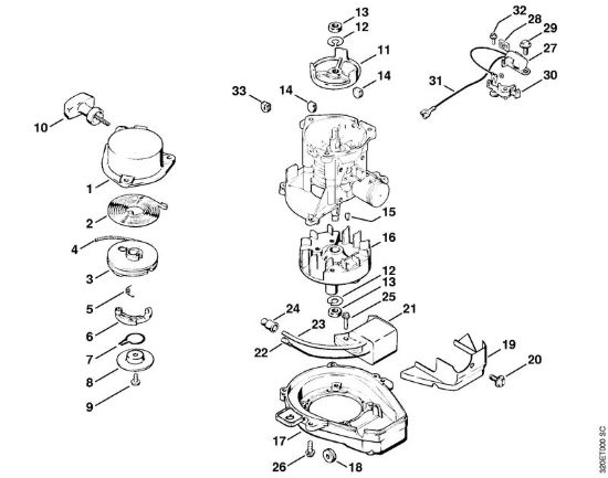 Dispositivo avviamento, impianto di accensione Soffiatori (BG, BR) BG 61 della marca STIHL