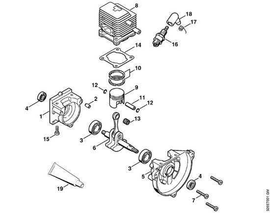 Carter albero a gomito, cilindro Soffiatori (BG, BR) BG 75 della marca STIHL